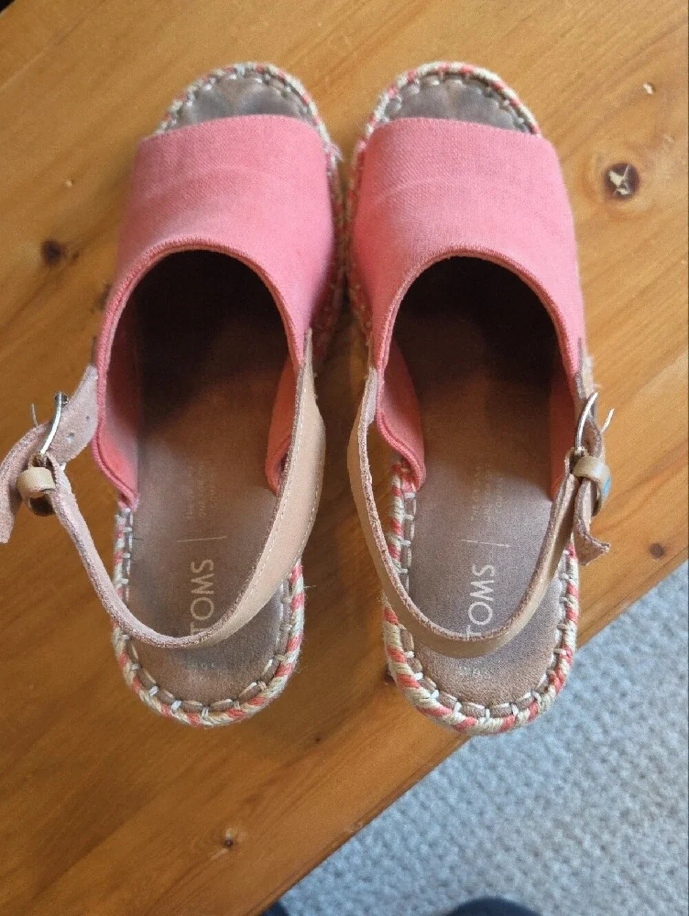 TOMS Coral Canvas Espadrille Slingback Wedges